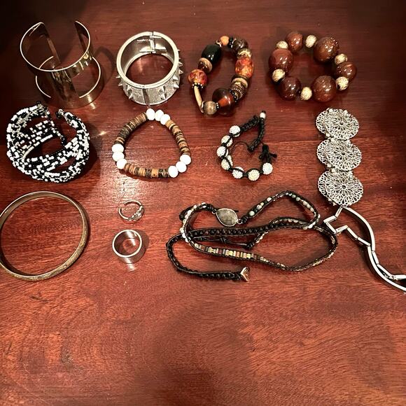 Mixed 13 Lot piece Wrap Cuff Bracelet Ring Costume Jewelry Bundle Bohemian - Picture 1 of 12